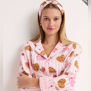 NWT PJ Salvage Set pajamas size M Brunch Club 🧇🍓☕️